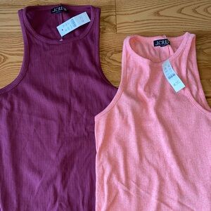 J. Crew Favorite Tank Top in Vintage Rib, SET OF TWO, NWT. Size L. Pink/Purple.
